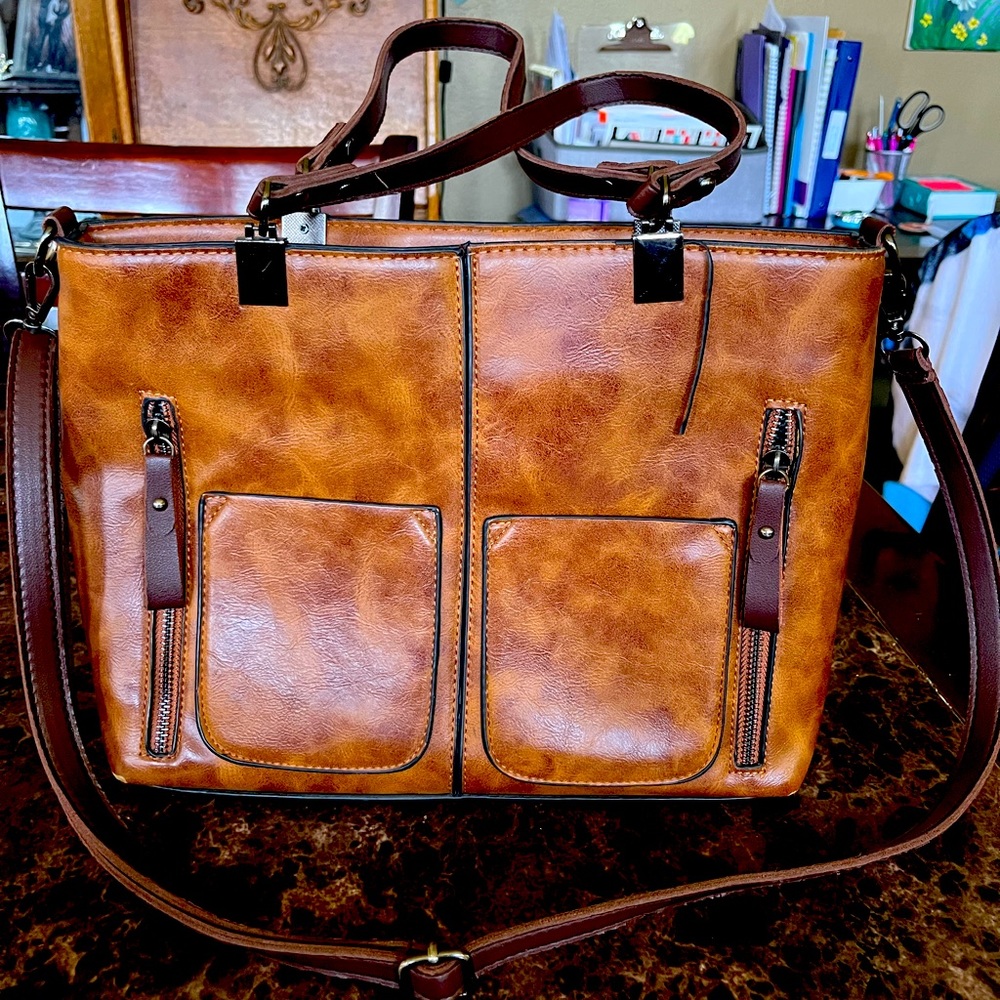 Brown leather purse